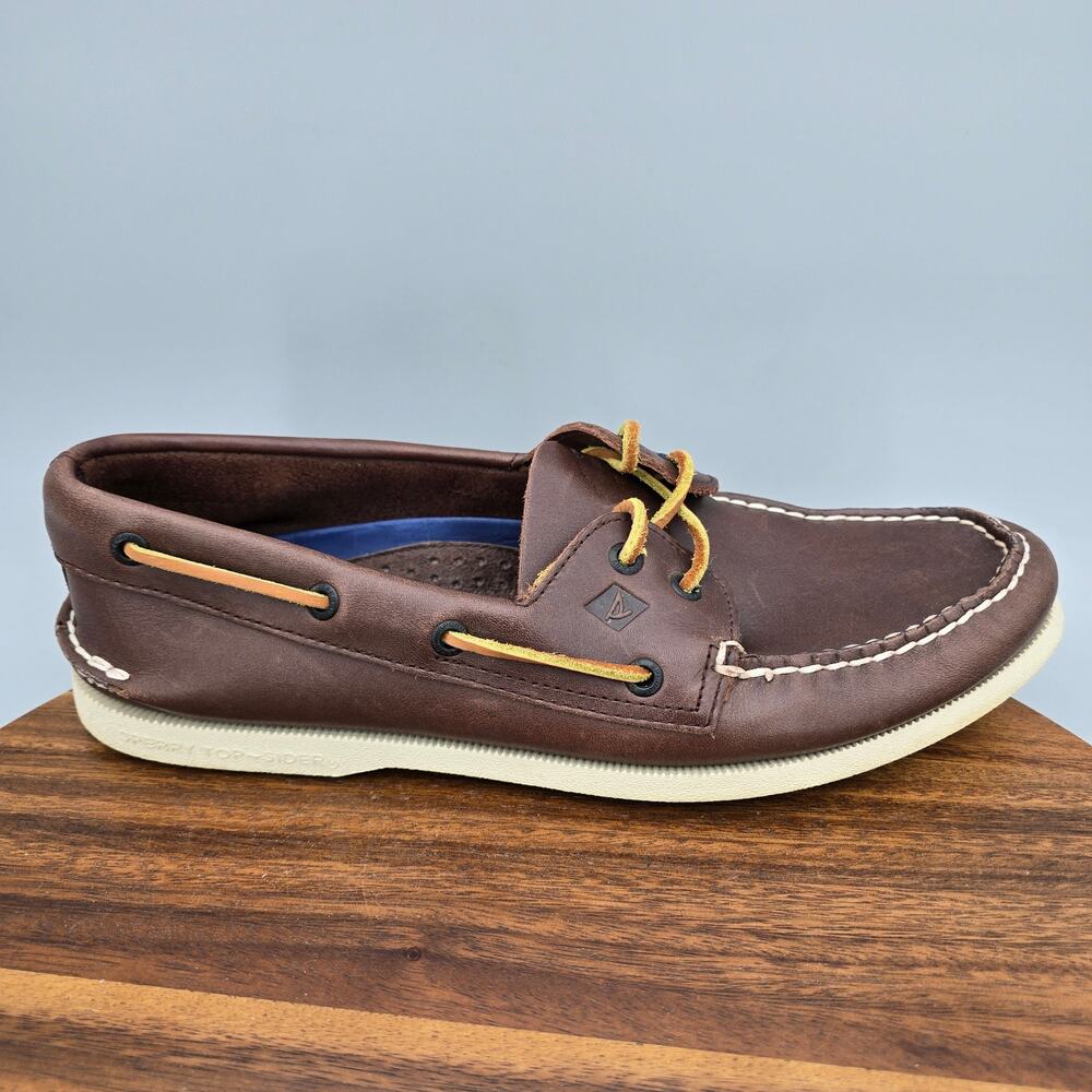 Sperry Top-Sider Boat Shoes Mens 11 M Brown Leather 2-Eye Casual Deck Original